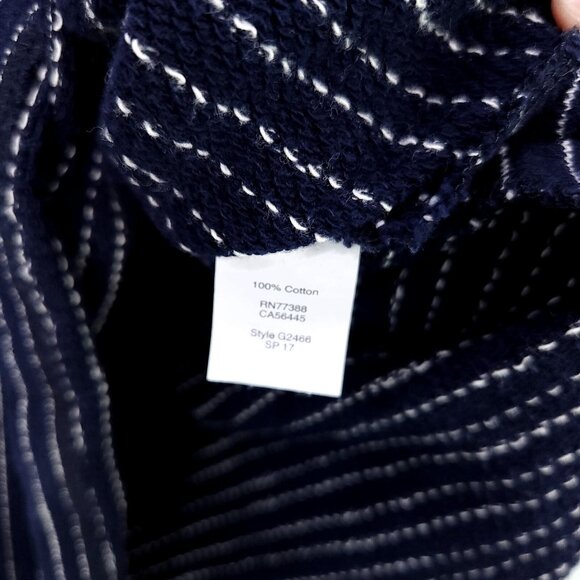 Madewell Pullover Sweater Top Size Large Nautical Navy Striped Side Lace Up - Picture 11 of 12